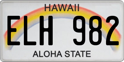 HI license plate ELH982