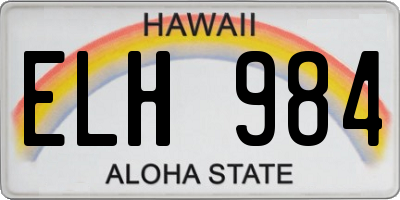 HI license plate ELH984