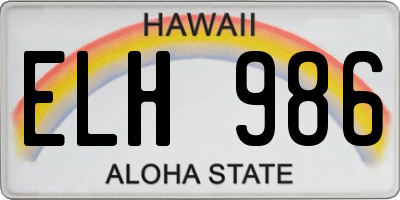 HI license plate ELH986