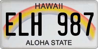 HI license plate ELH987