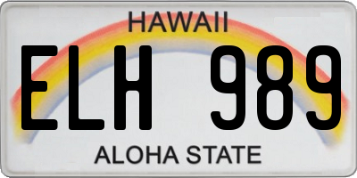 HI license plate ELH989
