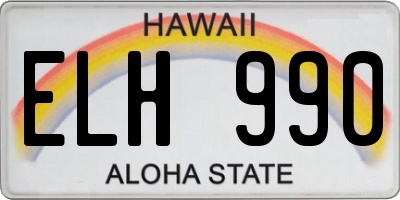 HI license plate ELH990