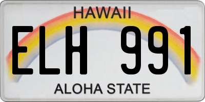 HI license plate ELH991
