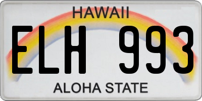 HI license plate ELH993