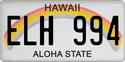 HI license plate ELH994