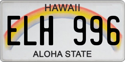 HI license plate ELH996