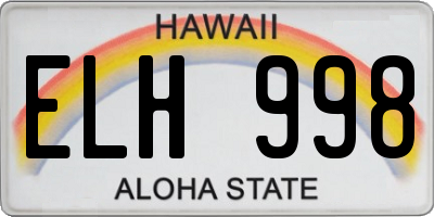 HI license plate ELH998