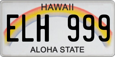 HI license plate ELH999