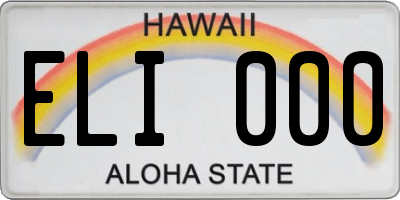HI license plate ELI000