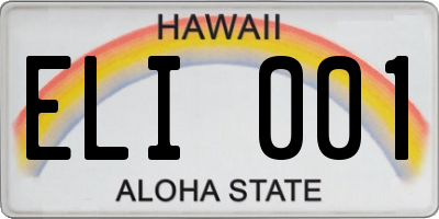 HI license plate ELI001