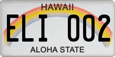 HI license plate ELI002