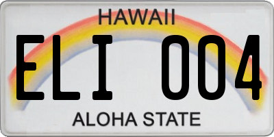HI license plate ELI004