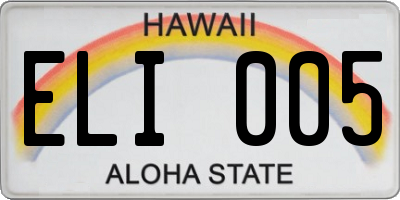 HI license plate ELI005