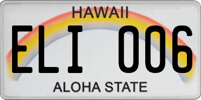 HI license plate ELI006