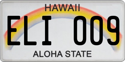 HI license plate ELI009