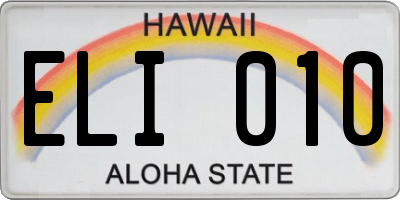 HI license plate ELI010
