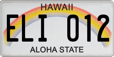 HI license plate ELI012