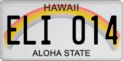 HI license plate ELI014