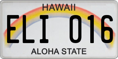 HI license plate ELI016
