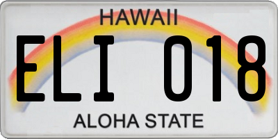 HI license plate ELI018