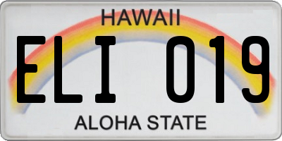 HI license plate ELI019