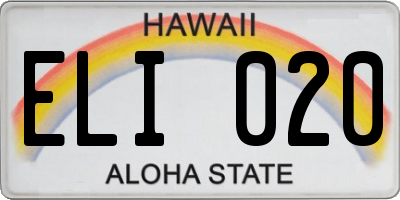 HI license plate ELI020
