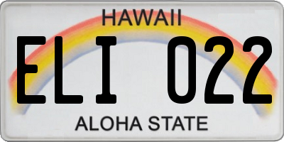 HI license plate ELI022