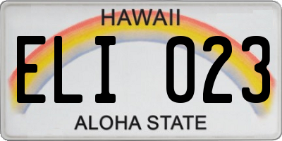 HI license plate ELI023