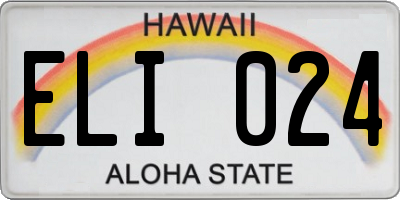 HI license plate ELI024
