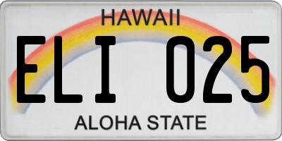 HI license plate ELI025