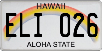 HI license plate ELI026