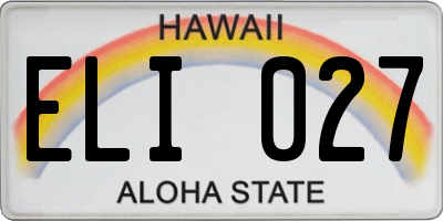HI license plate ELI027