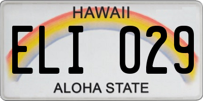 HI license plate ELI029