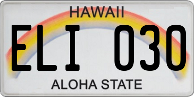 HI license plate ELI030