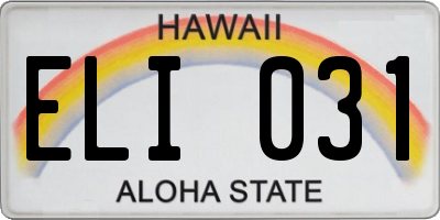 HI license plate ELI031