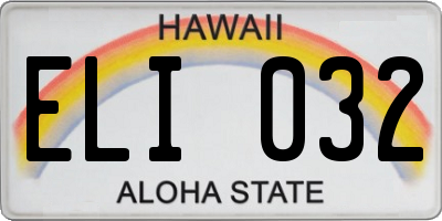 HI license plate ELI032