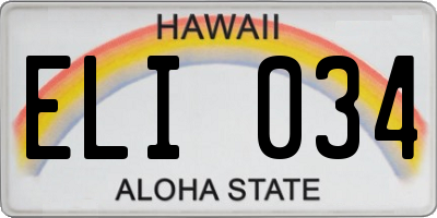 HI license plate ELI034