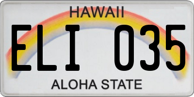 HI license plate ELI035