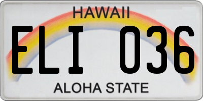 HI license plate ELI036