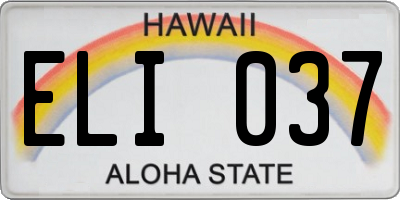 HI license plate ELI037
