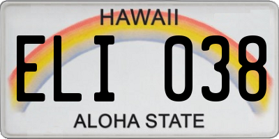 HI license plate ELI038