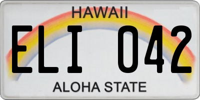 HI license plate ELI042