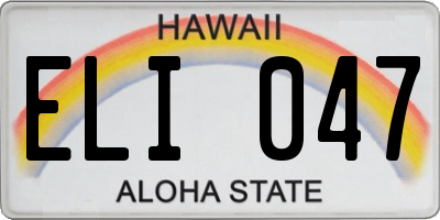 HI license plate ELI047