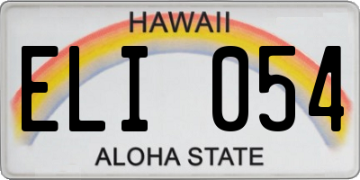 HI license plate ELI054