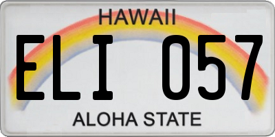 HI license plate ELI057