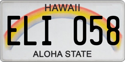 HI license plate ELI058