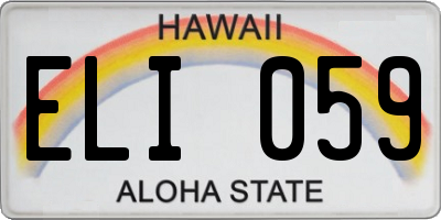 HI license plate ELI059