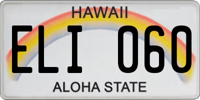 HI license plate ELI060