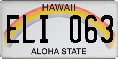 HI license plate ELI063