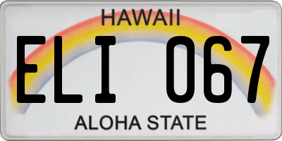HI license plate ELI067